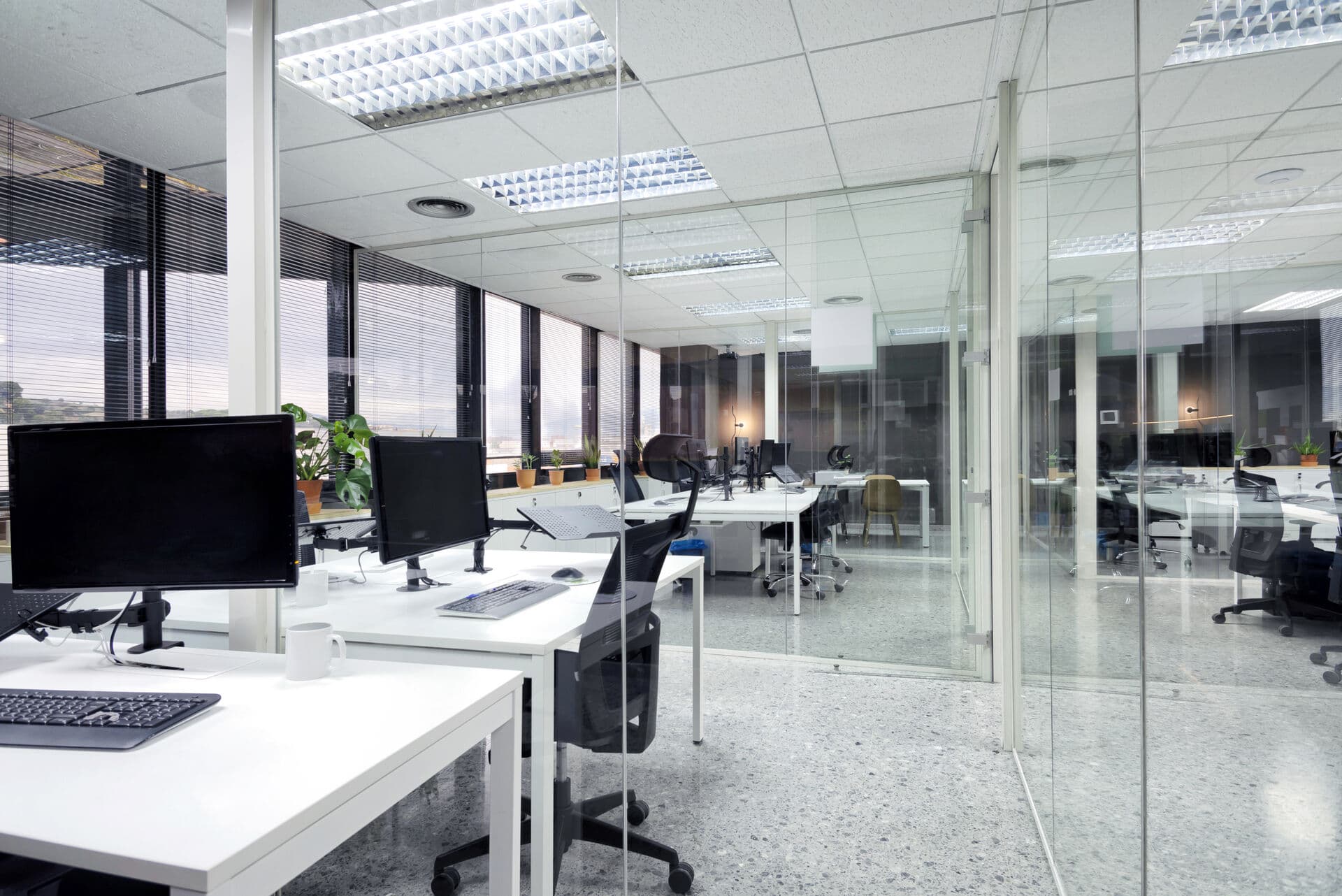 Professionally cleaned modern office interior in Lancashire